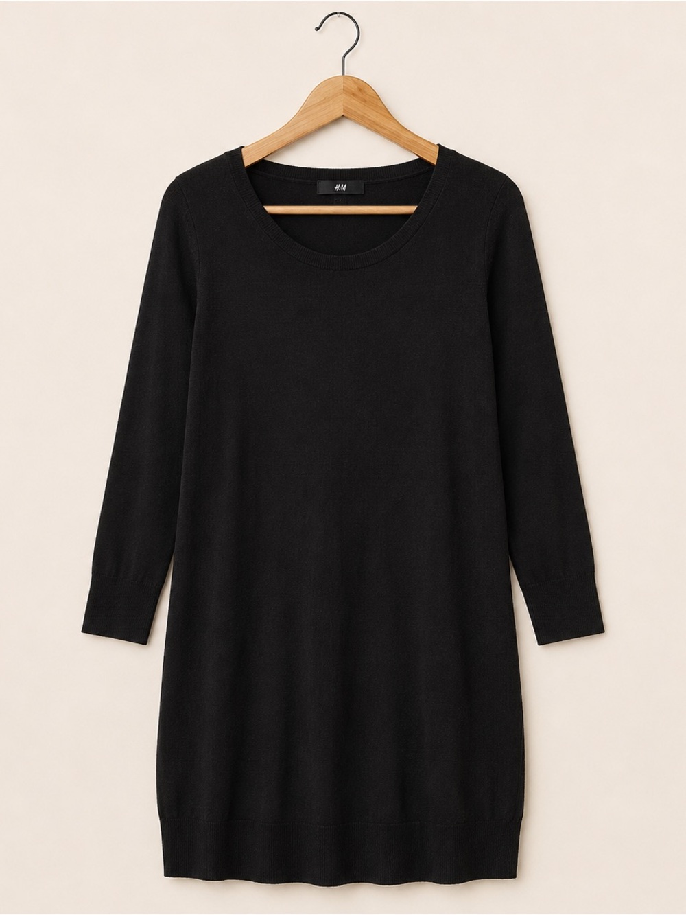 H&M black long tunic sweater dress M